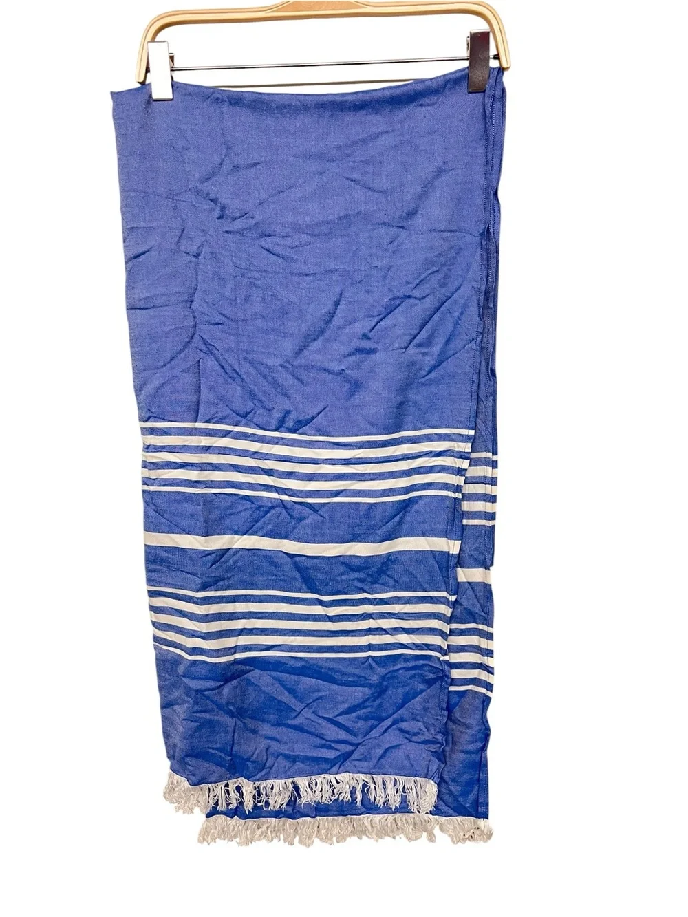 New The Green‎ Sticks Turkish Tassel Bamboo Towel Lightweight Blue